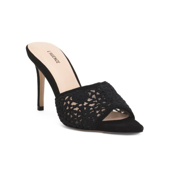 L'AGENCE Black Armande Crochet Heeled Sandals - Picture 1 of 2
